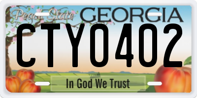 GA license plate CTY0402