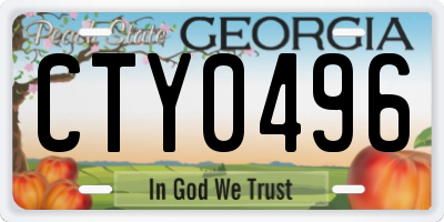 GA license plate CTY0496