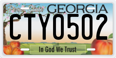 GA license plate CTY0502