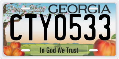 GA license plate CTY0533