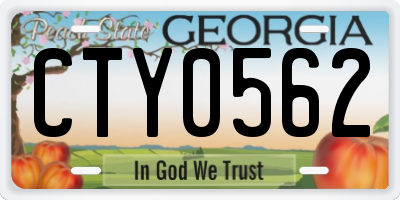 GA license plate CTY0562