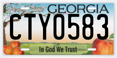 GA license plate CTY0583