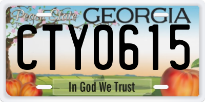 GA license plate CTY0615