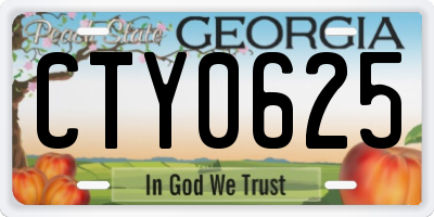 GA license plate CTY0625