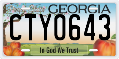 GA license plate CTY0643