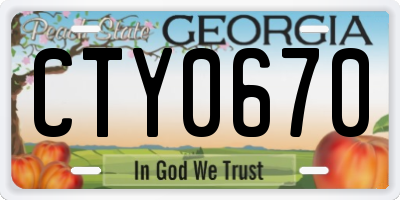 GA license plate CTY0670