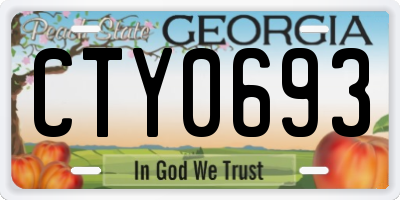 GA license plate CTY0693