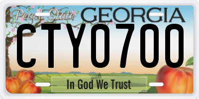GA license plate CTY0700