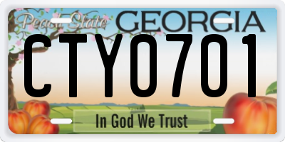 GA license plate CTY0701