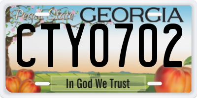 GA license plate CTY0702