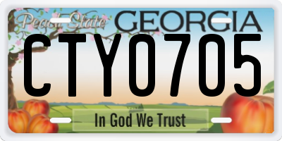 GA license plate CTY0705