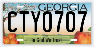 GA license plate CTY0707