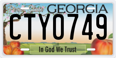 GA license plate CTY0749