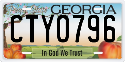 GA license plate CTY0796