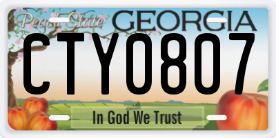 GA license plate CTY0807