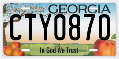 GA license plate CTY0870