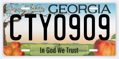 GA license plate CTY0909