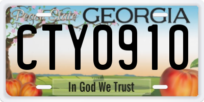 GA license plate CTY0910