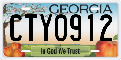 GA license plate CTY0912