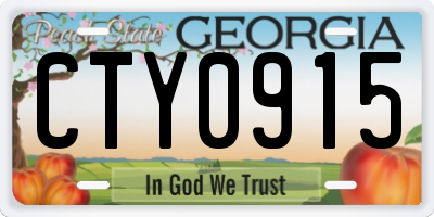 GA license plate CTY0915