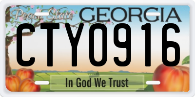 GA license plate CTY0916