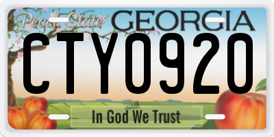 GA license plate CTY0920