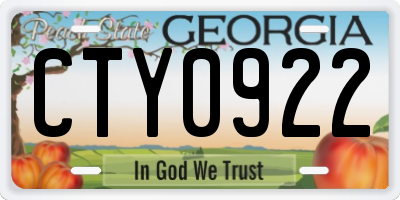 GA license plate CTY0922