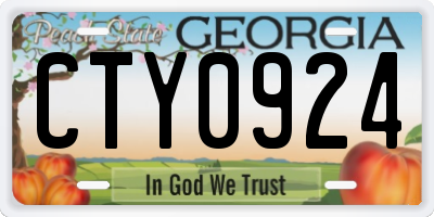 GA license plate CTY0924