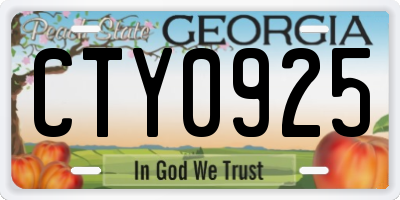 GA license plate CTY0925