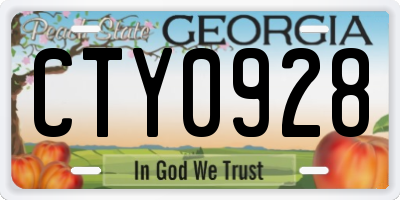 GA license plate CTY0928
