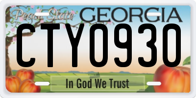 GA license plate CTY0930