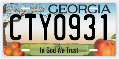 GA license plate CTY0931