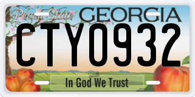 GA license plate CTY0932