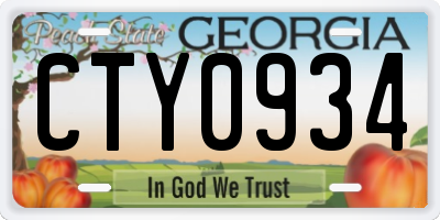 GA license plate CTY0934