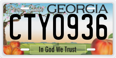 GA license plate CTY0936