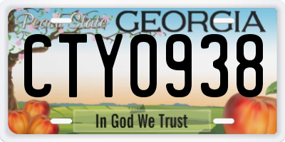 GA license plate CTY0938