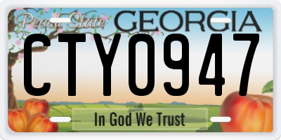 GA license plate CTY0947
