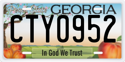 GA license plate CTY0952
