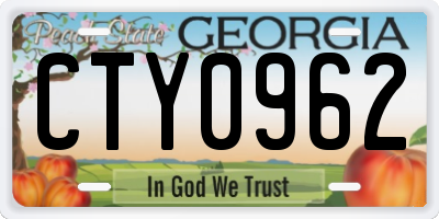 GA license plate CTY0962