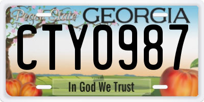 GA license plate CTY0987