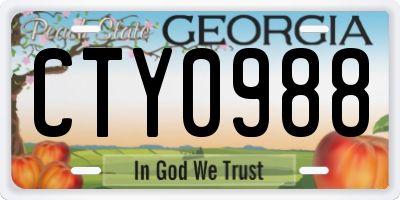 GA license plate CTY0988
