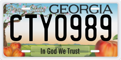 GA license plate CTY0989