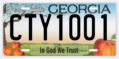 GA license plate CTY1001