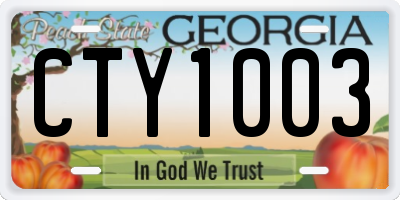 GA license plate CTY1003