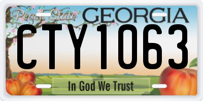 GA license plate CTY1063