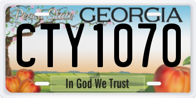 GA license plate CTY1070
