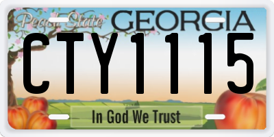 GA license plate CTY1115