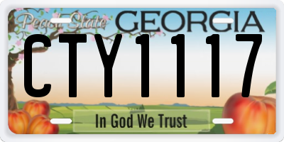 GA license plate CTY1117