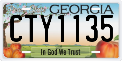 GA license plate CTY1135