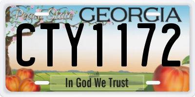 GA license plate CTY1172